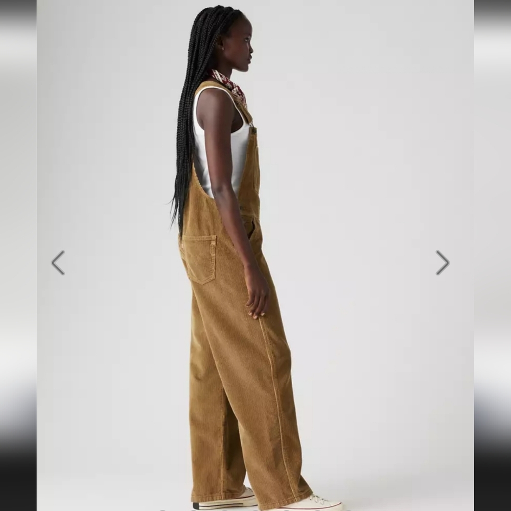 Women's Brown Corduroy Overalls - Picture 6 of 7